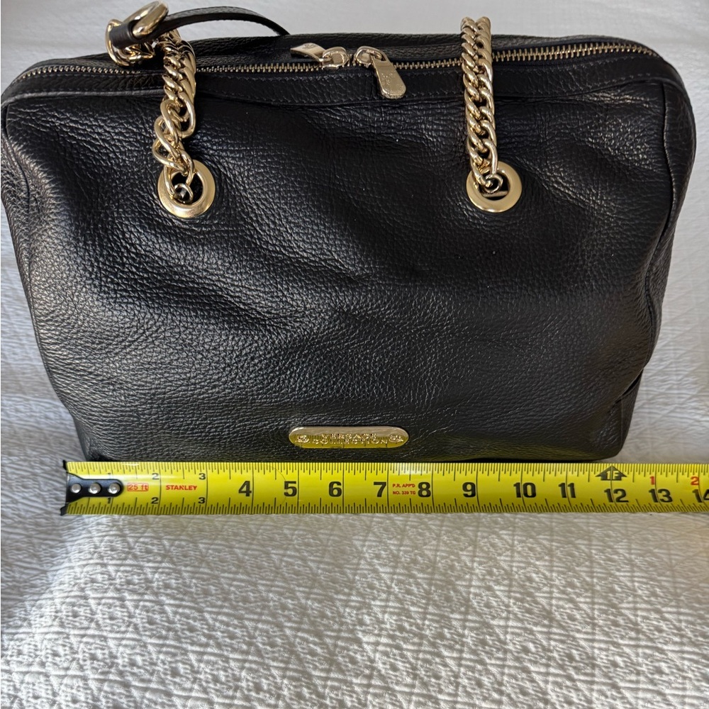 Versace Collection, soft black pebbled leather, gold hardware, zipper closure - Picture 12 of 14
